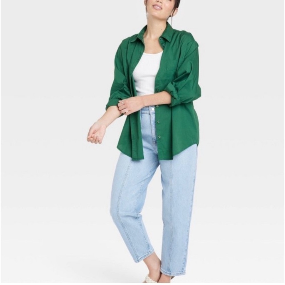 A new day oversized emerald green button down shirt nwt